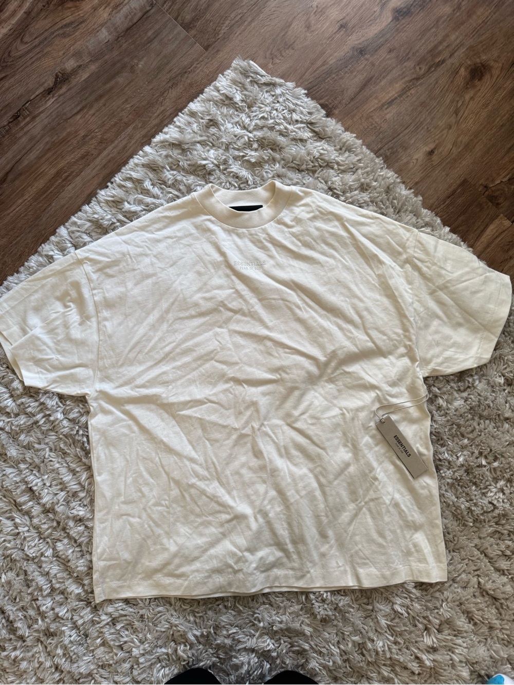 Essentials Fear of God Oversized Cream Short-Sleeve Crewneck Tee